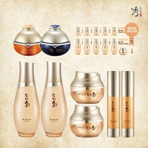 수려한 발효 효윤(스킨+크림+앰플)X2+장벽크림+꿀광크림+(스킨 1ml+크림 1ml)X10